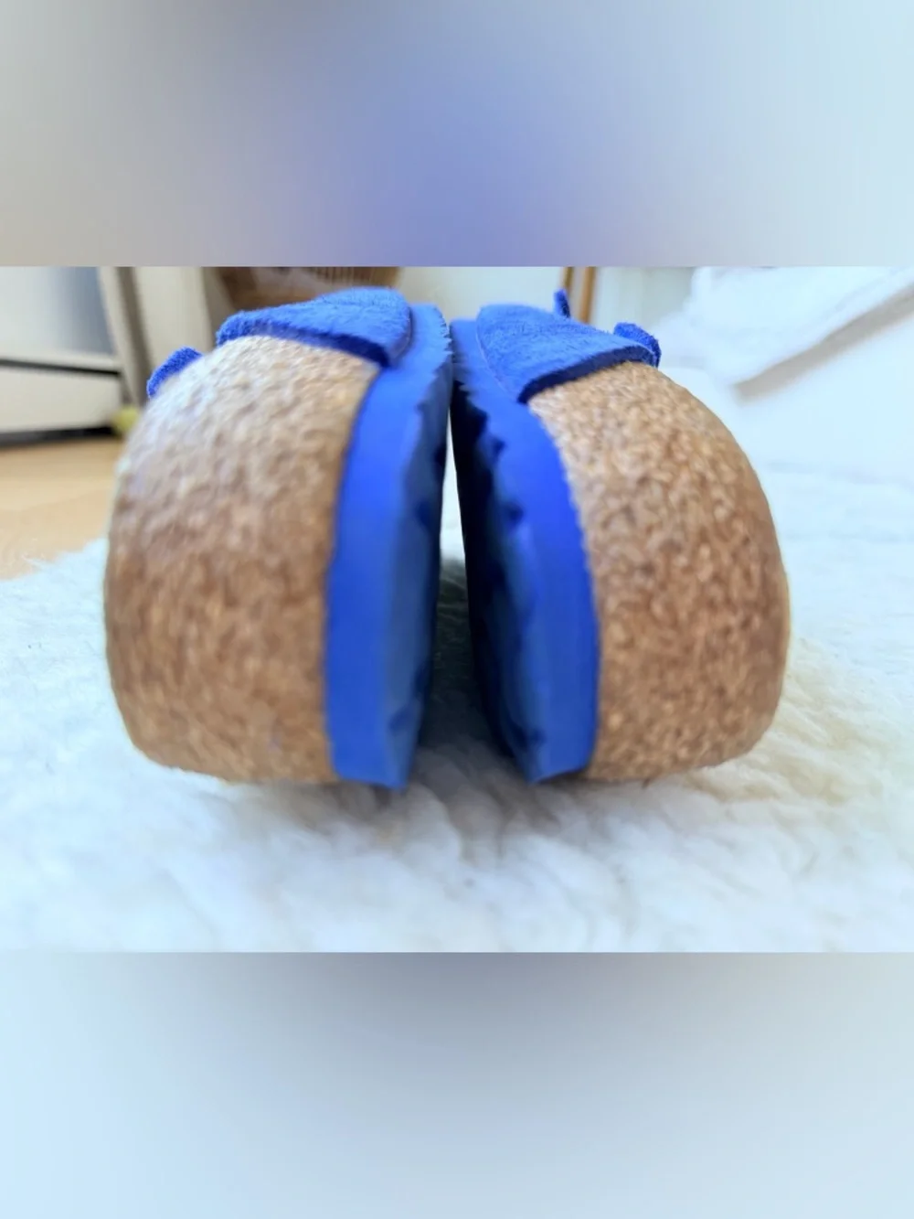 Birkenstock Cobalt Blue Suede Double-Buckle Sandals like new Sz 38 - Picture 5 of 7